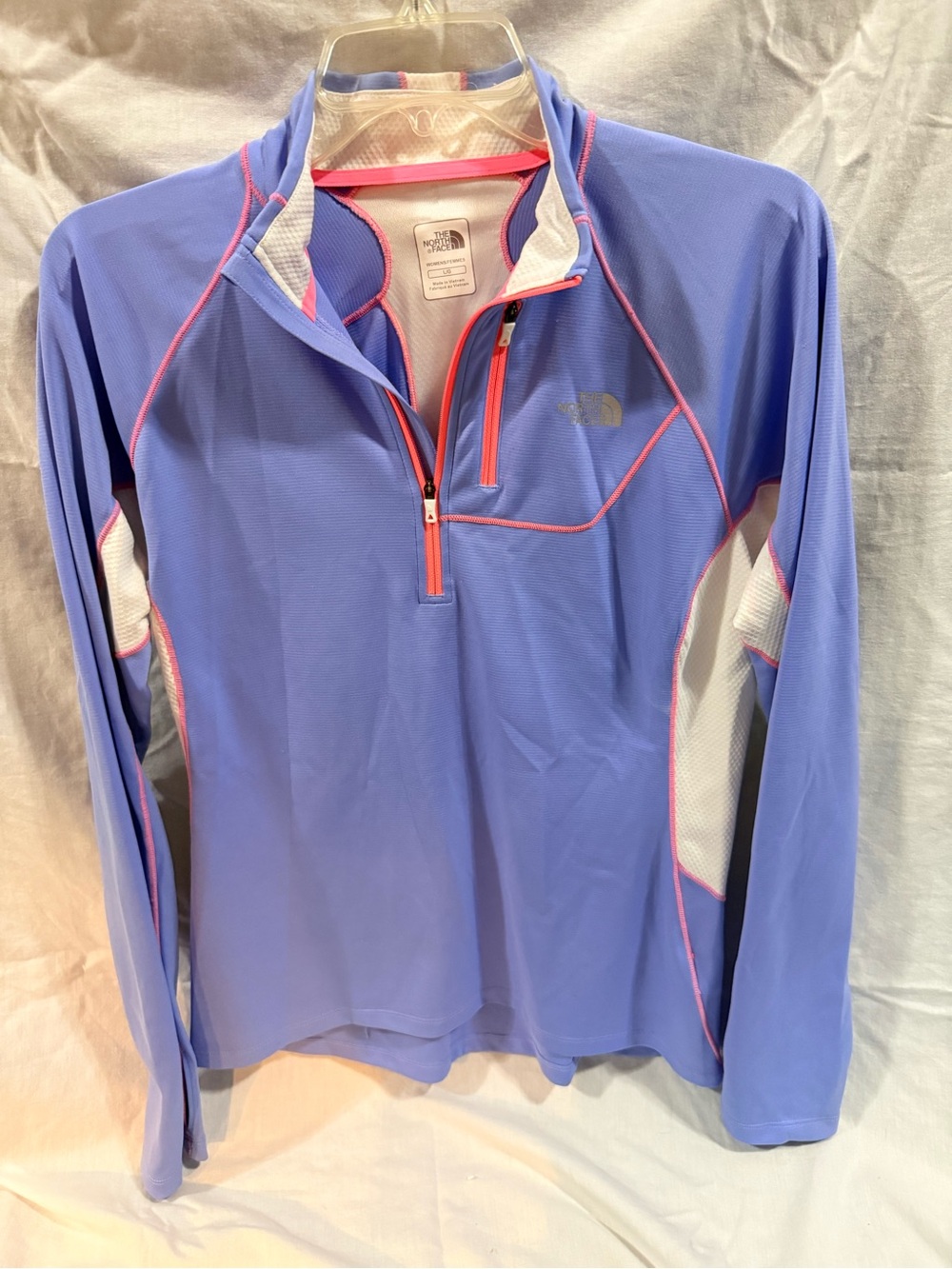 The North Face Lavender Long-Sleeve Half-Zip Performance Top with Pink Trim
